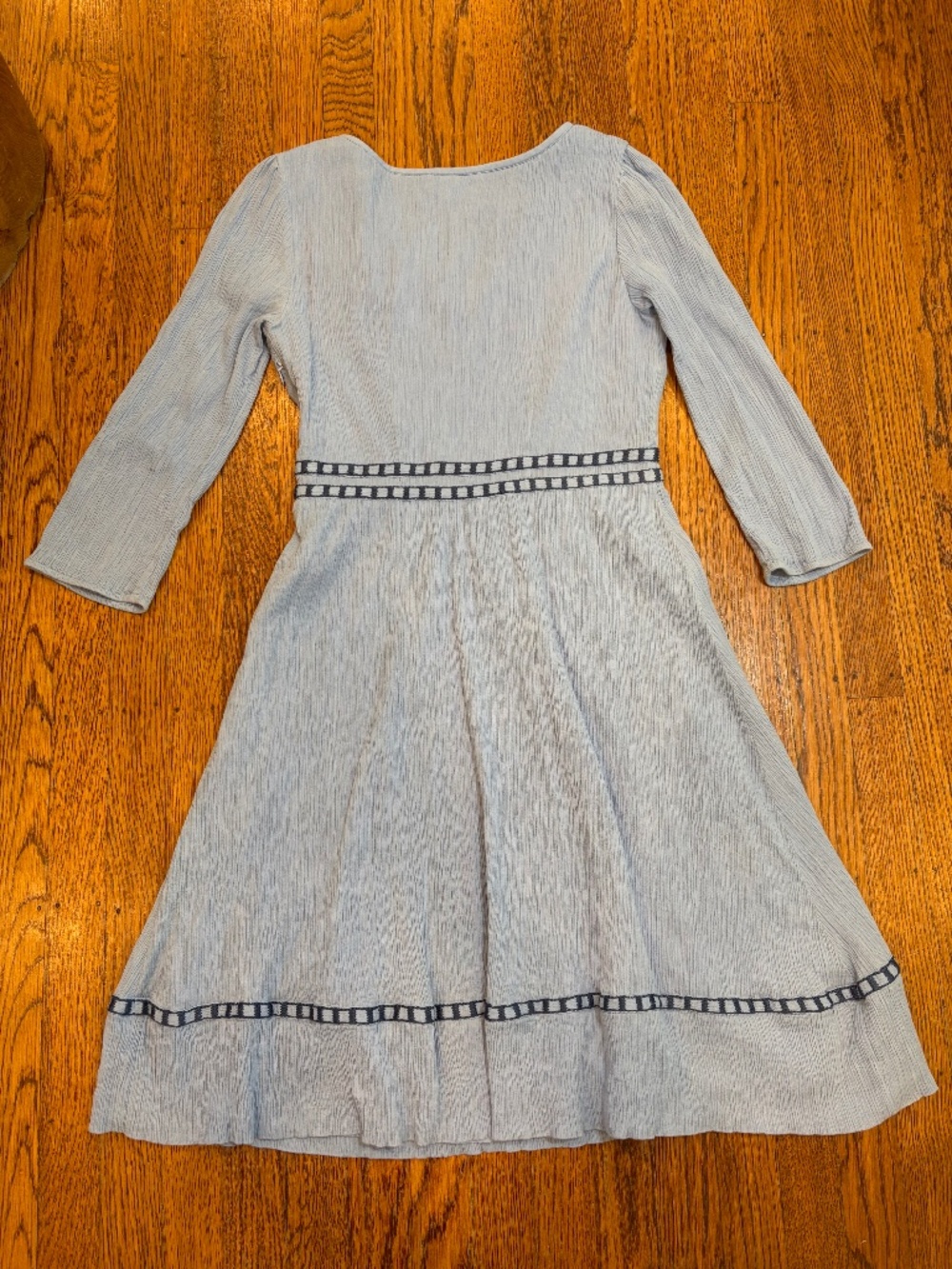Boden Light Blue Midi Dress with Navy Embroidery - Picture 7 of 8